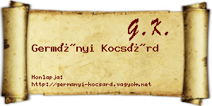 Germányi Kocsárd névjegykártya